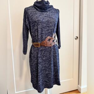 GAP Navy Knit Sweater Dress. 3/4 sleeve and cowl neck. Belt NOT included